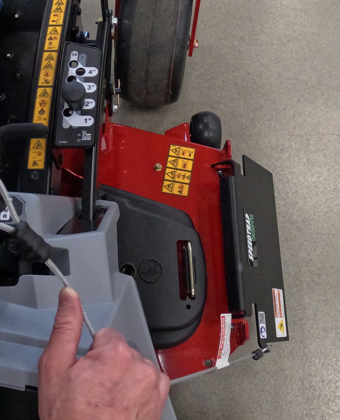 Commercial mowing company chute design
