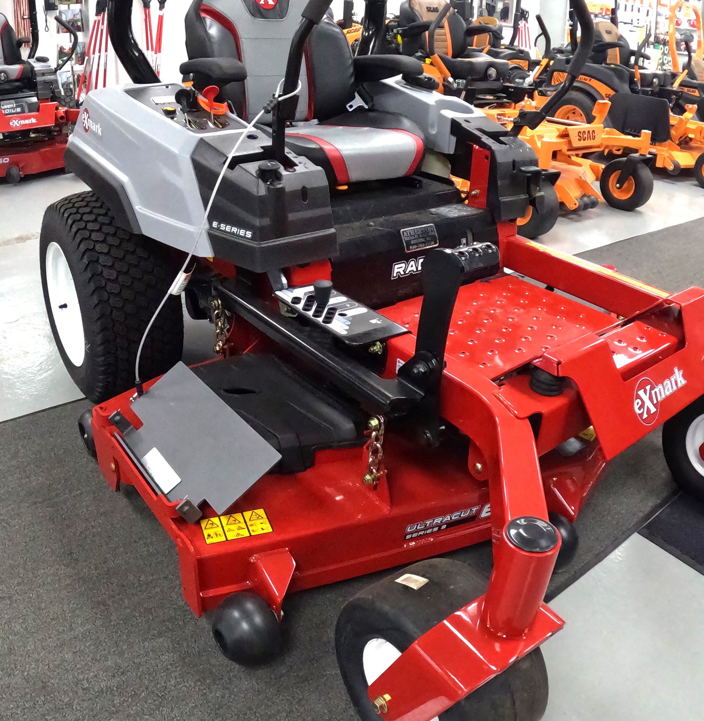 Commercial zeroturn chute blocker