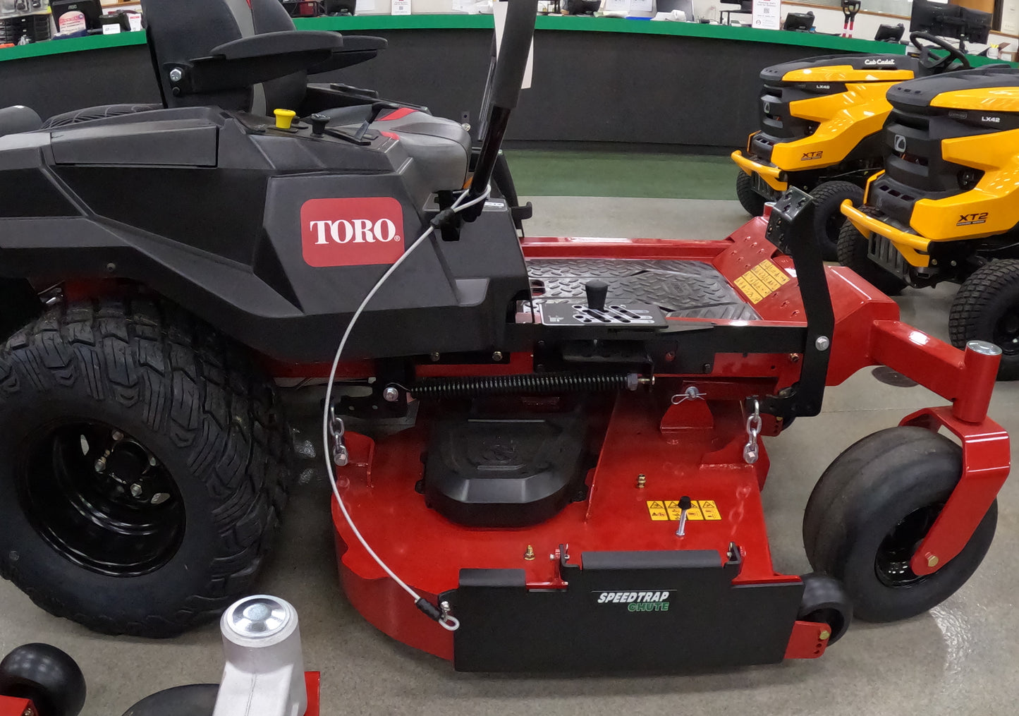 Chute blocker on commercial Toro